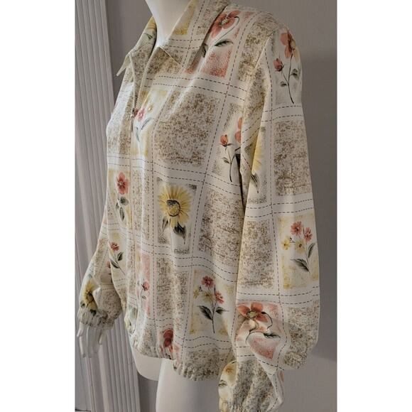 Alfred Dunner Womens Long Sleeve Zip Jacket Floral Petite Sz. 12P Beaded - Picture 2 of 9